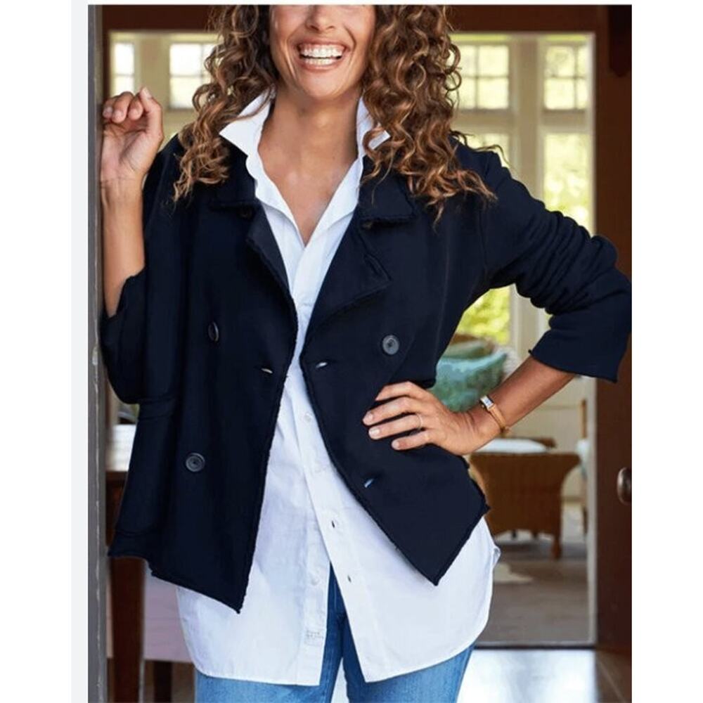 FRANK & EILEEN Sz L Large British Royal Navy Mini Belfast Trench Coat Jacket